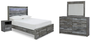 Baystorm Full Storage Bed, Dresser, Mirror & Nightstand Gray
