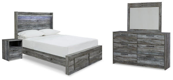 Baystorm Full Storage Bed, Dresser, Mirror & Nightstand Gray