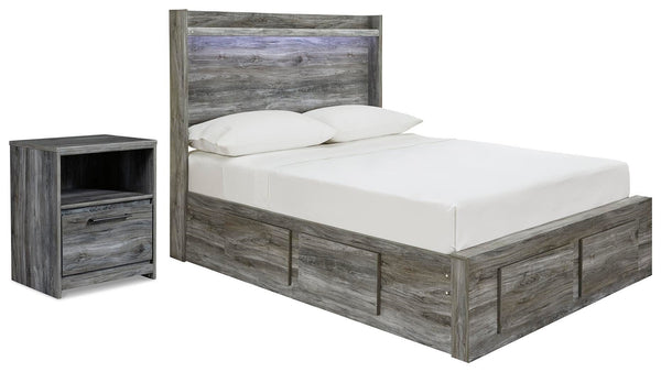 Baystorm Full Panel Storage Bed & Nightstand Gray