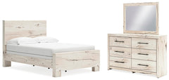 Lawroy Full Panel Bed, Dresser & Mirror Light Natural