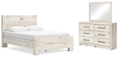 Lawroy Queen Panel Bed, Dresser & Mirror Light Natural