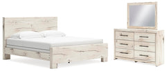 Lawroy King Panel Bed, Dresser & Mirror Light Natural