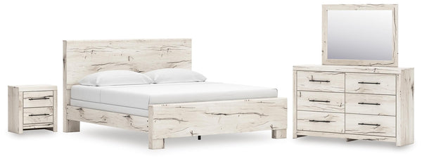 Lawroy King Panel Bed, Dresser, Mirror & Nightstand Light Natural