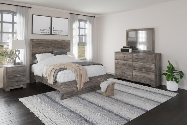 Ralinksi Full Panel Bed, Dresser, Mirror & Nightstand Gray