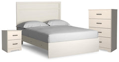 Stelsie Queen Panel Bed, Chest & Nightstand White