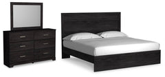 Belachime King Panel Bed, Dresser & Mirror Charcoal