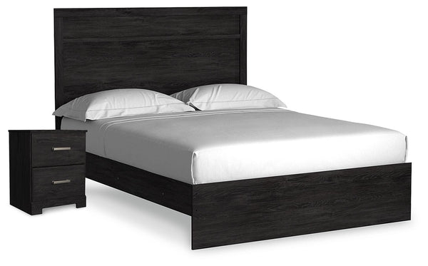 Belachime Queen Panel Bed & Nightstand Charcoal