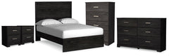 Belachime Full Panel Bed, Dresser, Chest & 2 Nightstands