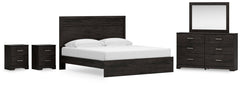 Belachime King Panel Bed, Dresser Mirror & 2 Nightstands