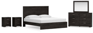 Belachime King Panel Bed, Dresser Mirror & 2 Nightstands