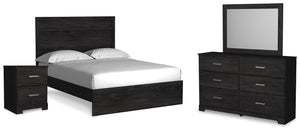 Belachime Queen Panel Bed, Dresser, Mirror, & Nightstand Charcoal