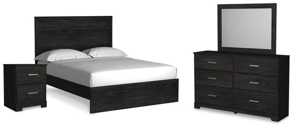 Belachime Queen Panel Bed, Dresser, Mirror, & Nightstand Charcoal
