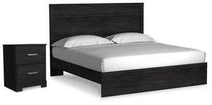 Belachime King Panel Bed & Nightstand Charcoal