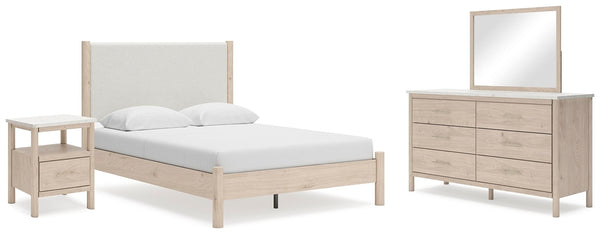 Cadmori Queen Panel Bed, Dresser, Mirror & Nightstand Two-tone