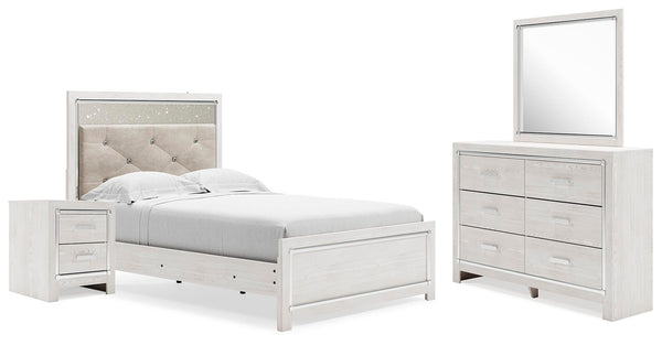 Altyra Full Panel Bed, Dresser, Mirror & Nightstand White