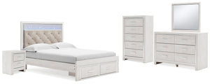 Altyra Queen Storage Bed, Dresser, Mirror, Chest & Nightstand White