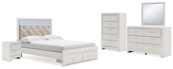 Altyra Queen Storage Bed, Dresser, Mirror, Chest & Nightstand White