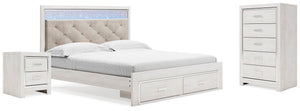 Altyra King Storage Bed, Chest & Nightstand White