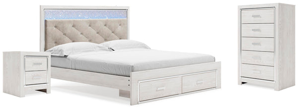 Altyra King Storage Bed, Chest & Nightstand White