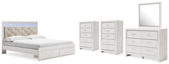 Altyra King Storage Bed, Dresser, Mirror & 2 Chests White