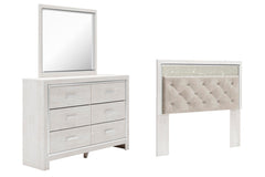 Altyra Queen Panel Headboard, Dresser & Mirror White