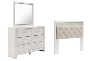 Altyra Queen Panel Headboard, Dresser & Mirror White