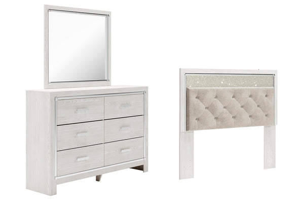 Altyra Queen Panel Headboard, Dresser & Mirror White