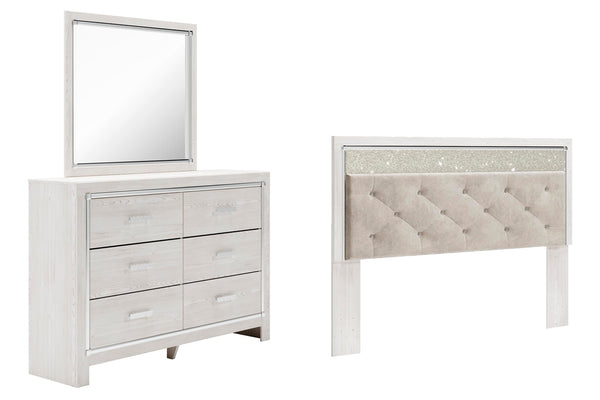 Altyra King Panel Headboard, Dresser & Mirror White