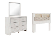 Altyra Queen Bookcase Headboard, Dresser & Mirror White
