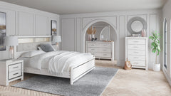 Altyra King Panel Bookcase Bed, Dresser & Mirror White