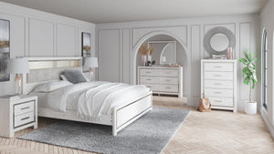Altyra King Panel Bookcase Bed, Dresser & Mirror White