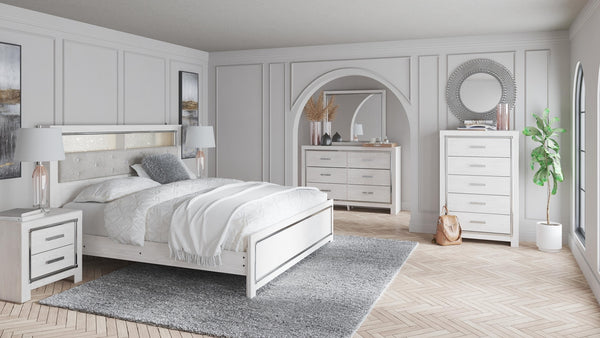 Altyra King Panel Bookcase Bed, Dresser & Mirror White