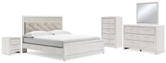Altyra King Panel Bed, Dresser, Mirror, Chest & Nightstand White