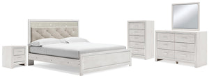 Altyra King Panel Bed, Dresser, Mirror, Chest & Nightstand White