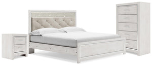 Altyra King Panel Bed, Chest & 2 Nightstands White