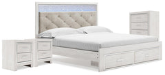 Altyra King Storage Bed, Chest & 2 Nightstands White