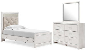 Altyra Twin Panel Bed, Dresser & Mirror White