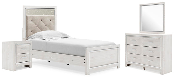 Altyra Twin Panel Bed, Dresser, Mirror & Nightstand White