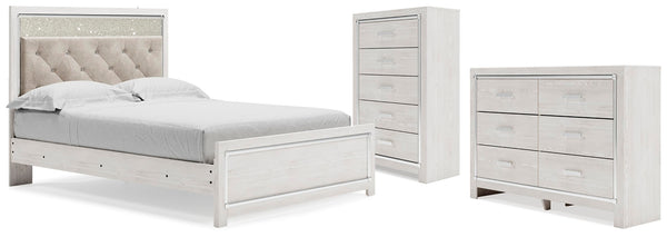 Altyra Queen Panel Bed, Dresser & Chest White