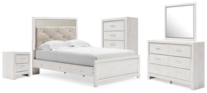 Altyra Full Upholstered Panel Bed, Dresser, Mirror, Chest & Nightstand