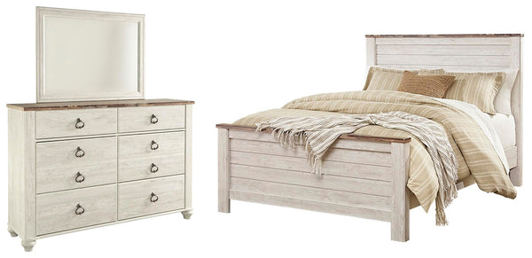 Willowton Queen Panel Bed, Dresser & Mirror