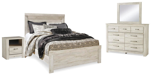 Bellaby Queen Panel Bed, Dresser, Mirror, & Nightstand Whitewash