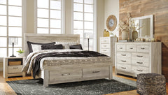 Bellaby King Storage Bed, Dresser, Mirror, Chest & 2 Nightstands Whitewash