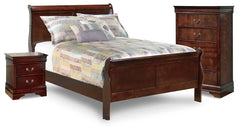 Alisdair Full Sleigh Bed, Chest & Nightstand Reddish Brown
