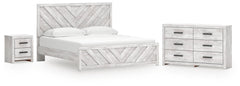Cayboni King Panel Bed, Dresser & Nightstand Whitewash