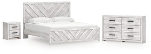 Cayboni King Panel Bed, Dresser & Nightstand Whitewash