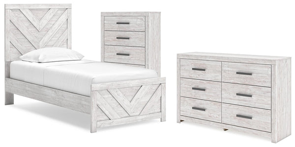 Cayboni Twin Panel Bed, Dresser & Chest Whitewash