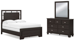 Covetown Full Panel Bed, Dresser & Mirror Dark Brown