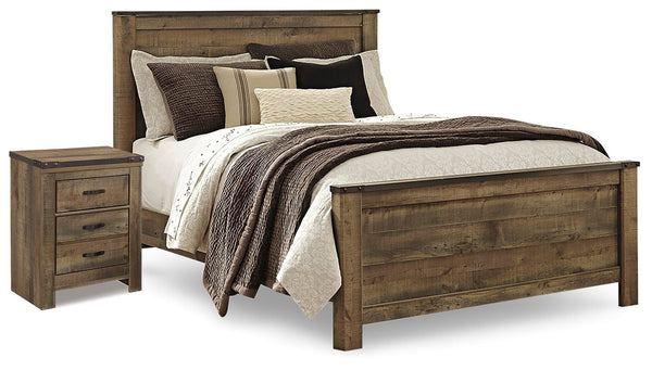 Trinell Queen Panel Bed & Nightstand Brown