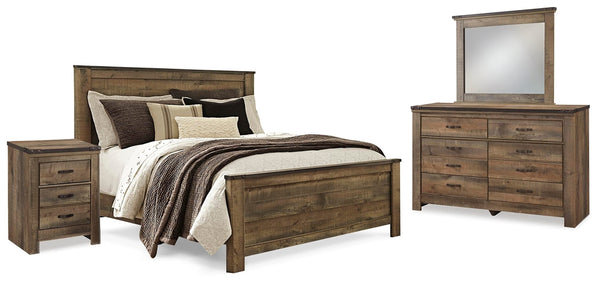 Trinell Queen Panel Bed, Dresser, Mirror & Nightstand Brown